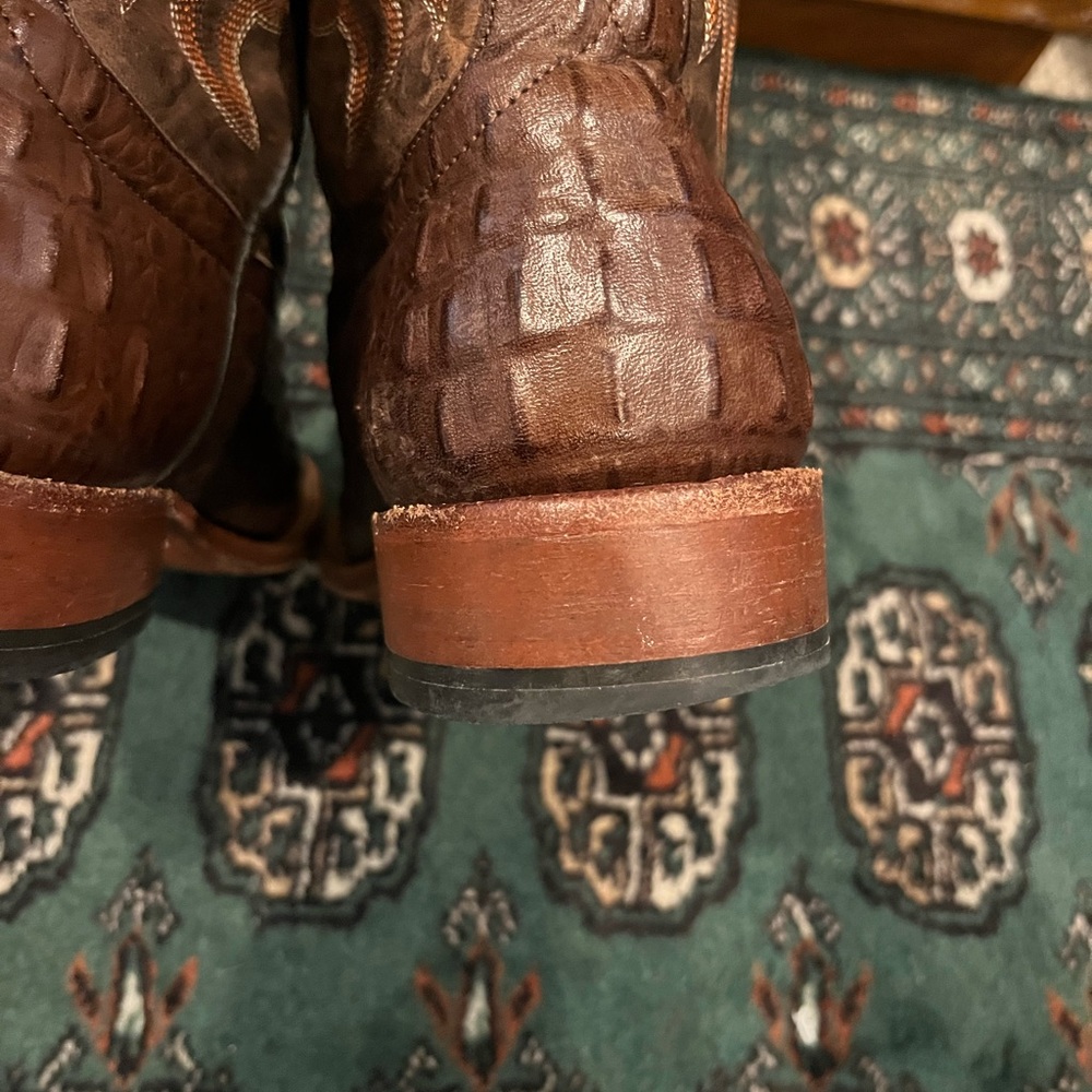 Horse Power Chocolate Nile Croc Print with Bone Mad Dog Top all leather - Picture 10 of 11
